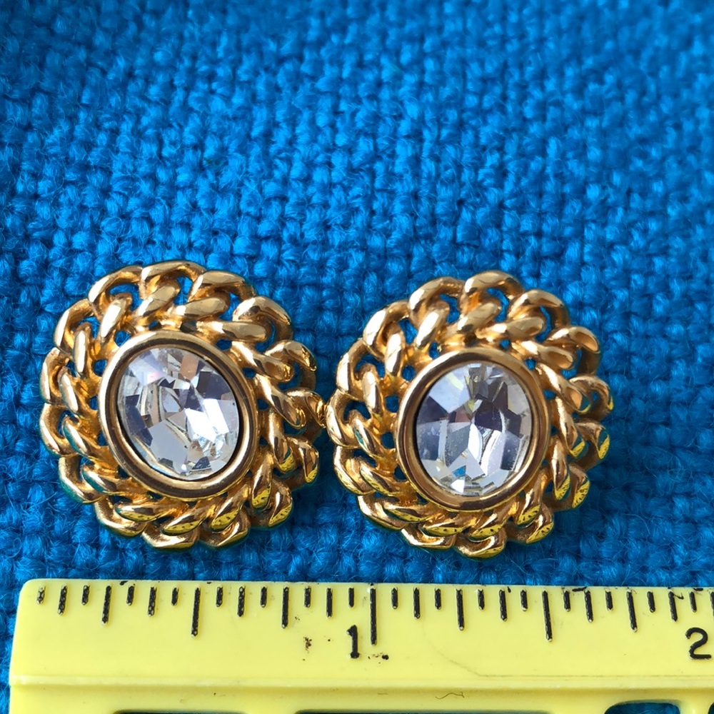 Swarovski gold tone metal post earrings